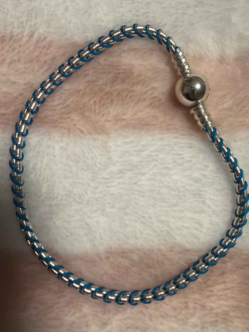 Pandora Blue and Silver Braided Bracelet